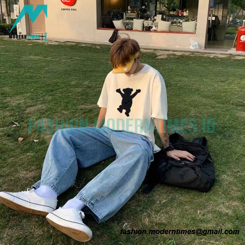 We11 Done - Dancing Bear Flocked Print Short-sleeved T-shirt
