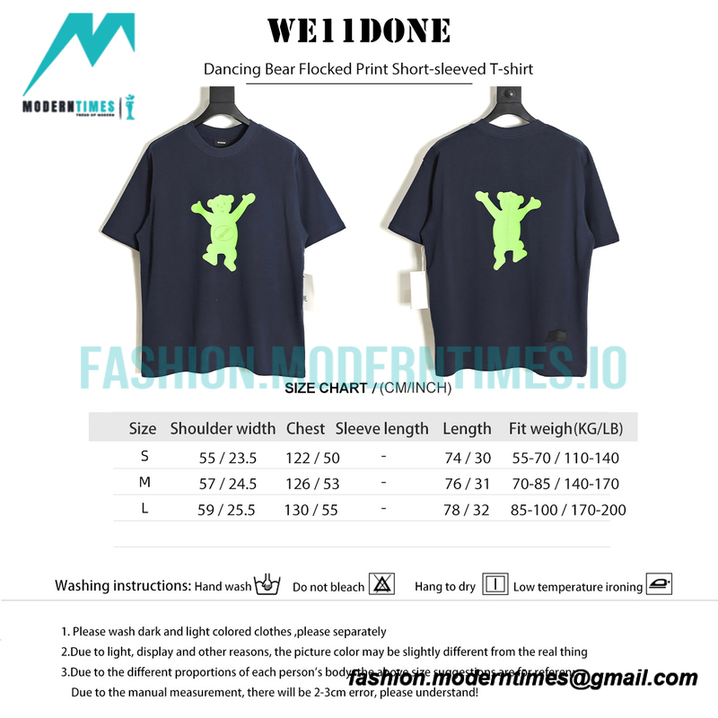 We11 Done - Dancing Bear Flocked Print Short-sleeved T-shirt