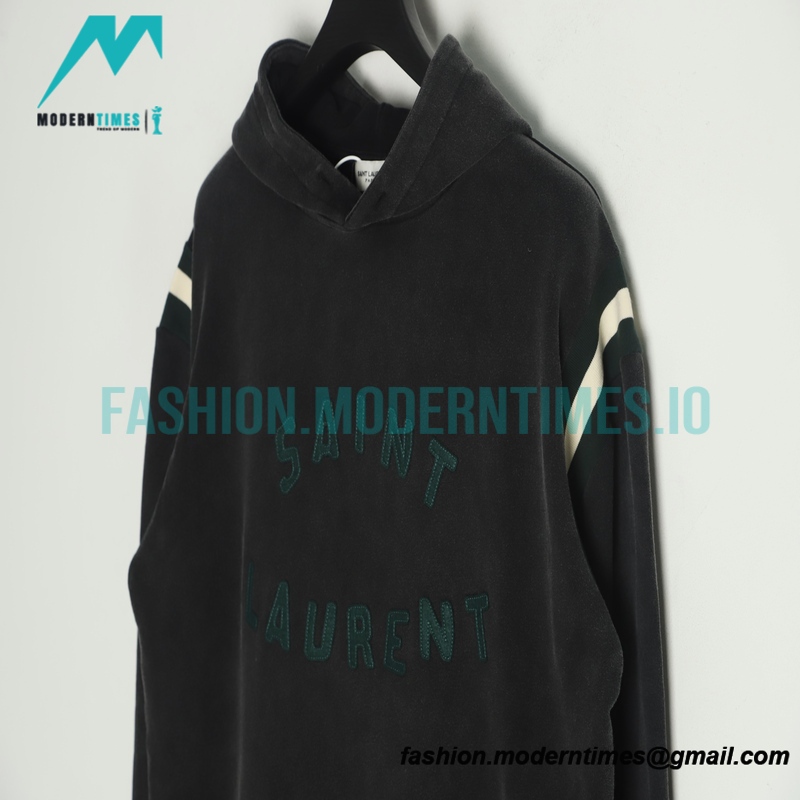 Saint Laurent - 22FW Sauteed Sand Pasted Fabric Embroidered Hoodie