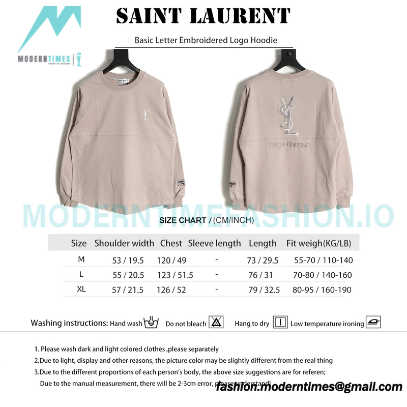 Saint Laurent Paris - Basic Letter Embroidered Logo Hoodie