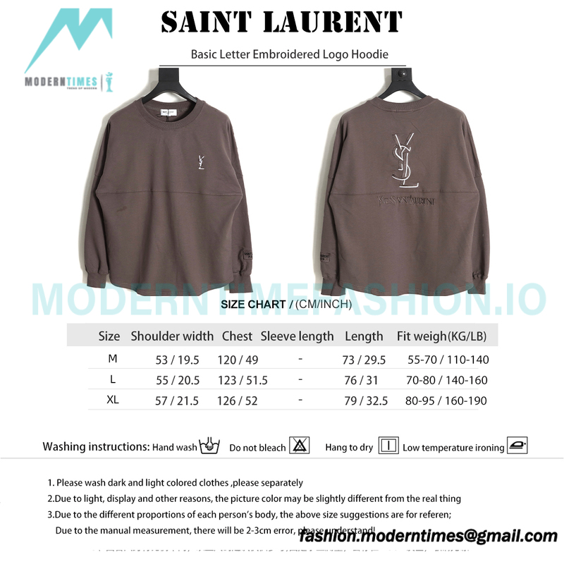 Saint Laurent Paris - Basic Letter Embroidered Logo Hoodie