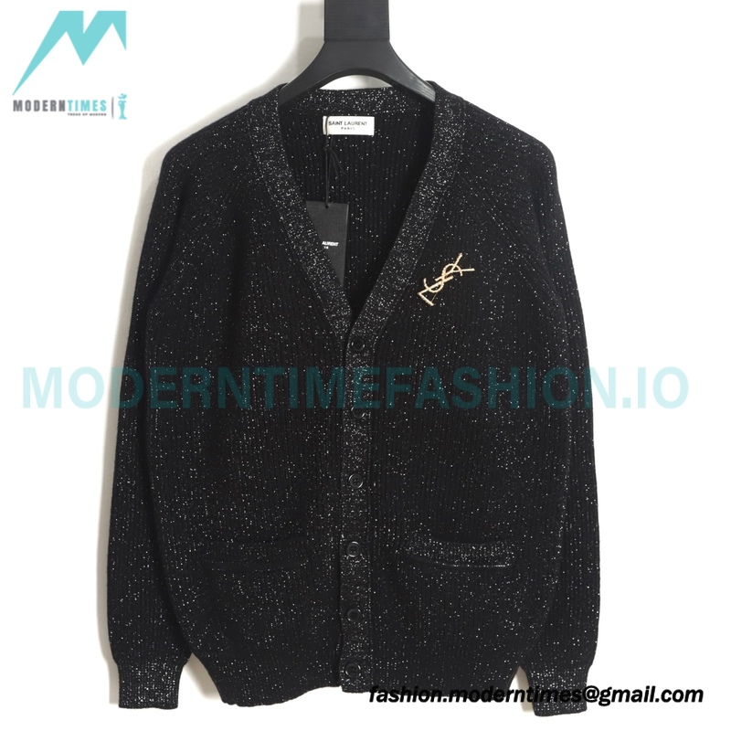Saint Laurent - 23FW Silver Wool Cardigan Sweater