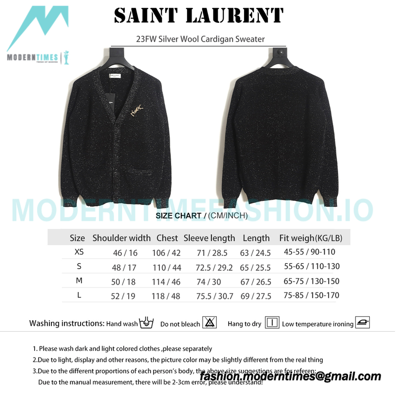 Saint Laurent - 23FW Silver Wool Cardigan Sweater