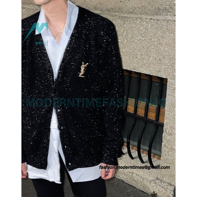 Saint Laurent - 23FW Silver Wool Cardigan Sweater