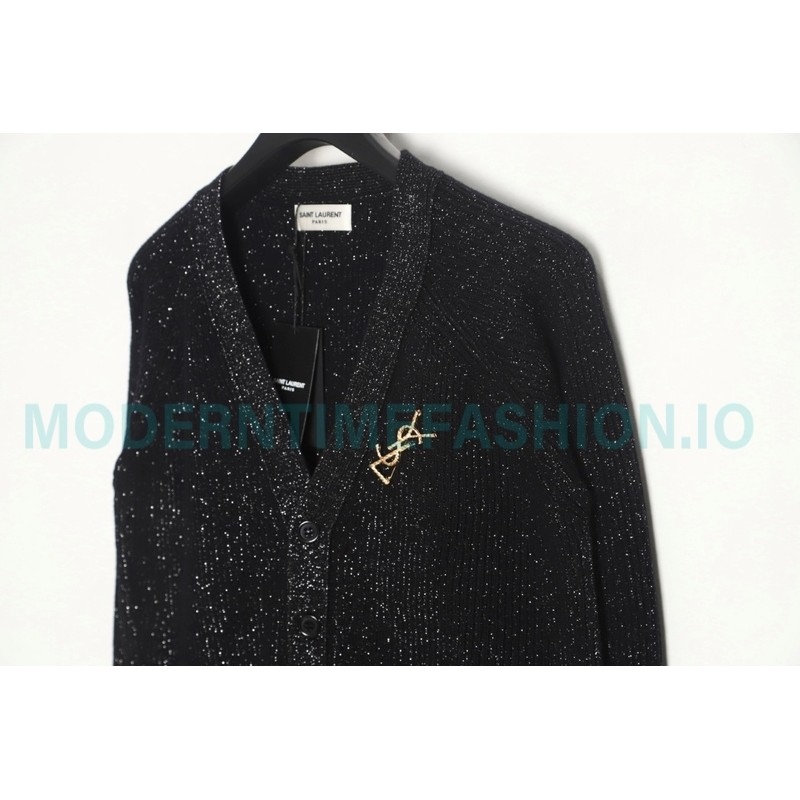 Saint Laurent - 23FW Silver Wool Cardigan Sweater