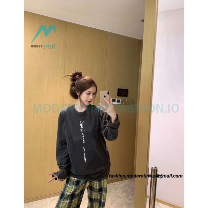 Saint Laurent - 23SS Wash Water Fluorescent Long Sleeve T-shirt
