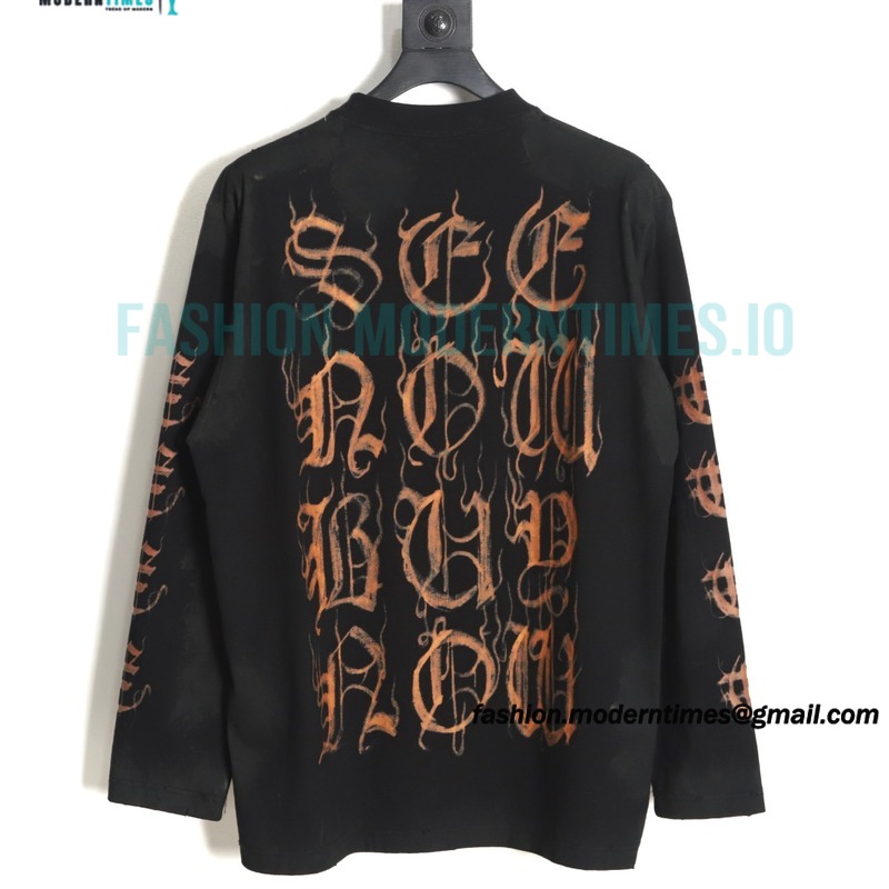 Balenciaga - 23FW Mud Dyed Sanskrit Base Long Sleeve T-shirt Balenciaga - 23FW Mud Dyed Sanskrit Base Long Sleeve T-shirt