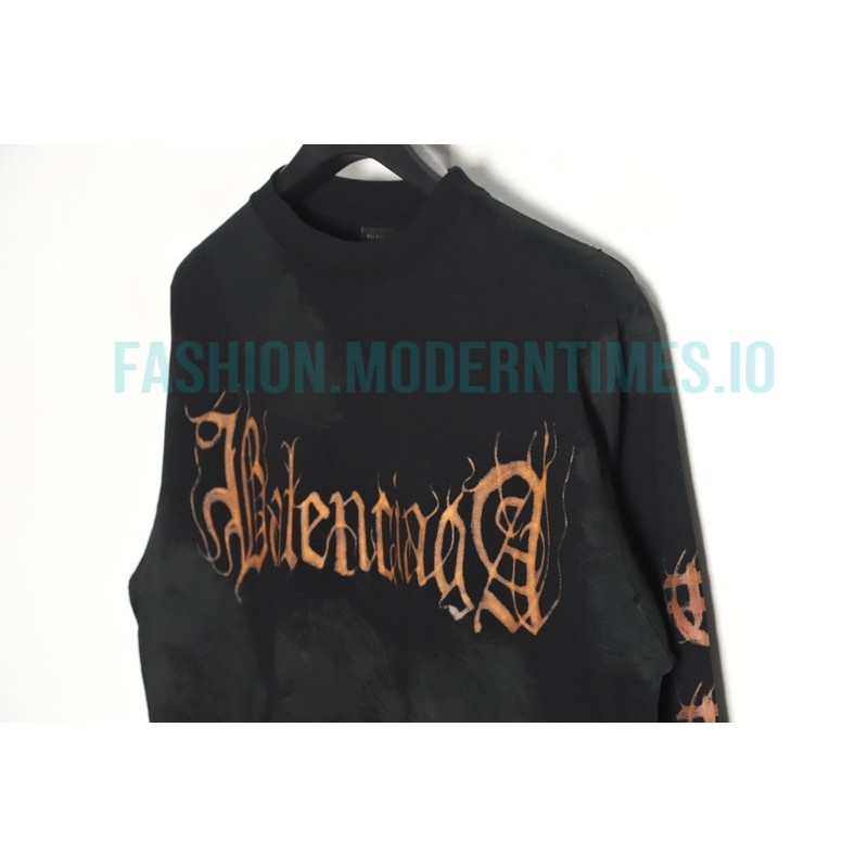 Balenciaga - 23FW Mud Dyed Sanskrit Base Long Sleeve T-shirt Balenciaga - 23FW Mud Dyed Sanskrit Base Long Sleeve T-shirt
