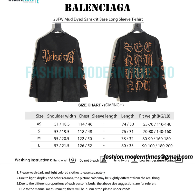 Balenciaga - 23FW Mud Dyed Sanskrit Base Long Sleeve T-shirt Balenciaga - 23FW Mud Dyed Sanskrit Base Long Sleeve T-shirt