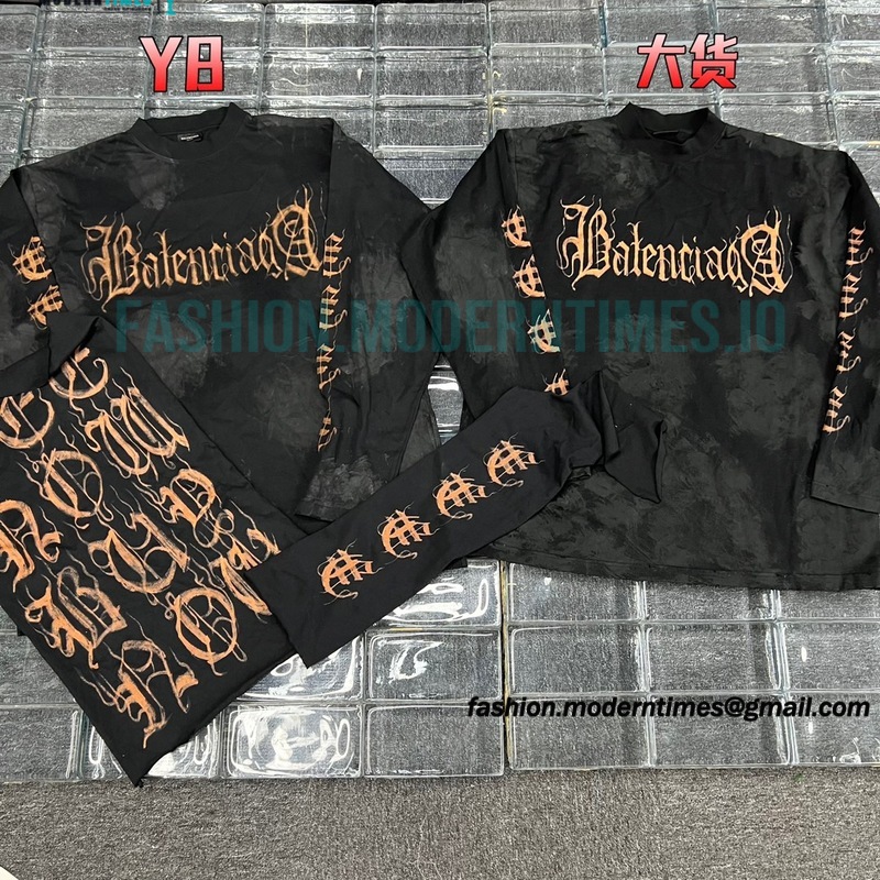 Balenciaga - 23FW Mud Dyed Sanskrit Base Long Sleeve T-shirt Balenciaga - 23FW Mud Dyed Sanskrit Base Long Sleeve T-shirt