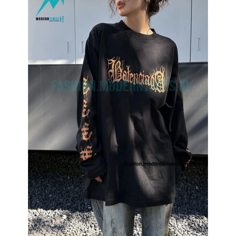 Balenciaga - 23FW Mud Dyed Sanskrit Base Long Sleeve T-shirt Balenciaga - 23FW Mud Dyed Sanskrit Base Long Sleeve T-shirt