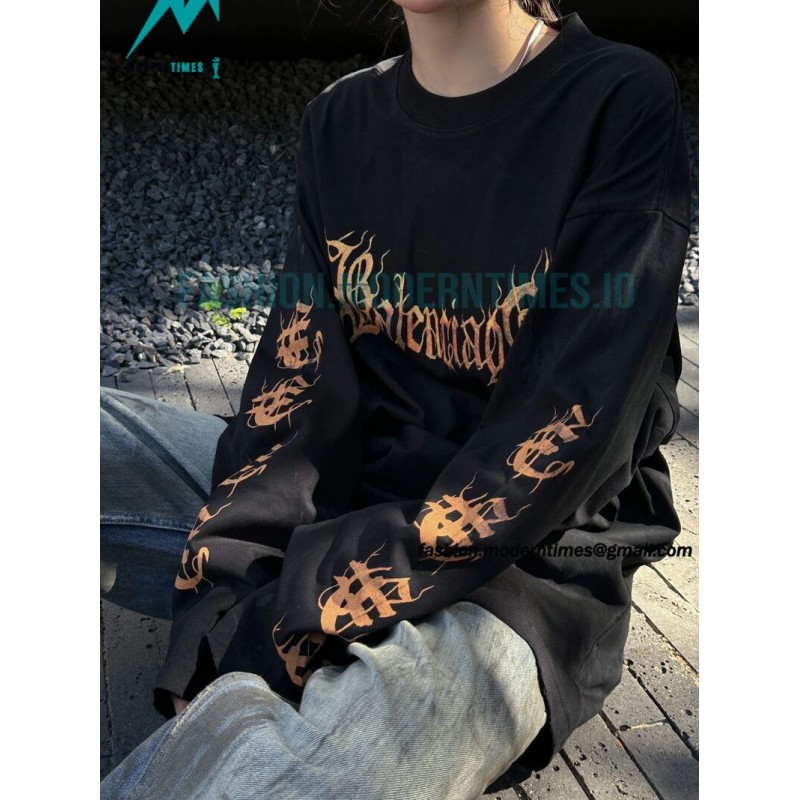 Balenciaga - 23FW Mud Dyed Sanskrit Base Long Sleeve T-shirt Balenciaga - 23FW Mud Dyed Sanskrit Base Long Sleeve T-shirt