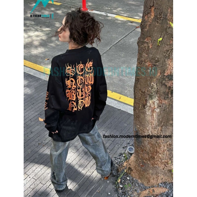Balenciaga - 23FW Mud Dyed Sanskrit Base Long Sleeve T-shirt Balenciaga - 23FW Mud Dyed Sanskrit Base Long Sleeve T-shirt