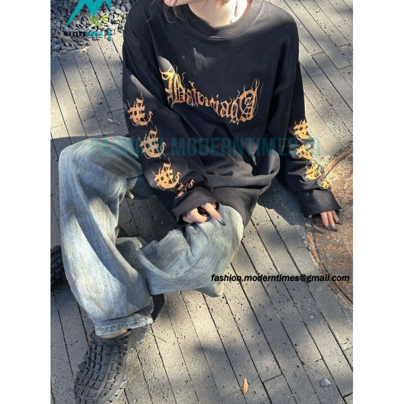 Balenciaga - 23FW Mud Dyed Sanskrit Base Long Sleeve T-shirt Balenciaga - 23FW Mud Dyed Sanskrit Base Long Sleeve T-shirt