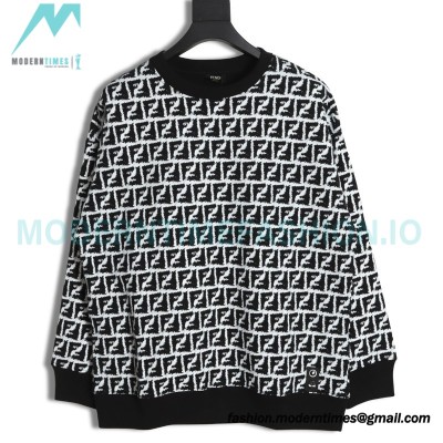 Fendi - 23FW Full Print Double F Print Round Neck Hoodie