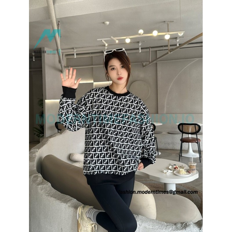 Fendi - 23FW Full Print Double F Print Round Neck Hoodie Fendi - 23FW Full Print Double F Print Round Neck Hoodie