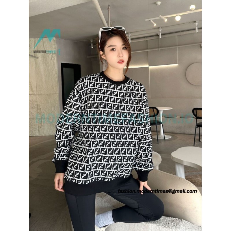 Fendi - 23FW Full Print Double F Print Round Neck Hoodie Fendi - 23FW Full Print Double F Print Round Neck Hoodie