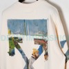 Off White - Monet Oil Painting Printed Crew-neck Hoodie Off White - Monet Oil Painting Printed Crew-neck Hoodie