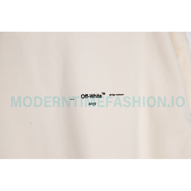 Off White - Monet Oil Painting Printed Crew-neck Hoodie Off White - Monet Oil Painting Printed Crew-neck Hoodie