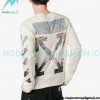 Off White - Monet Oil Painting Printed Crew-neck Hoodie Off White - Monet Oil Painting Printed Crew-neck Hoodie