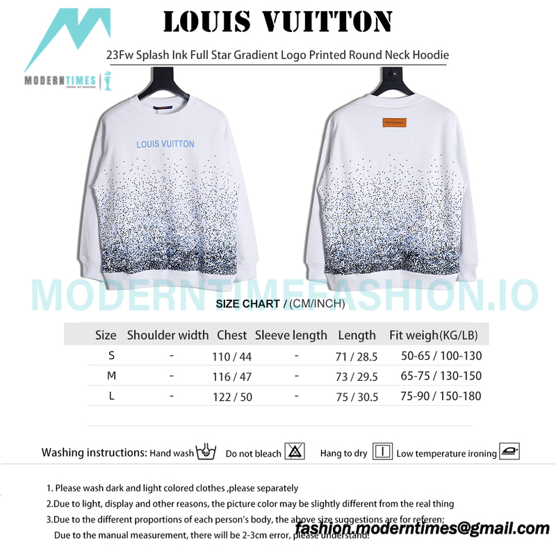 Louis Vuitton - 23Fw Splash Ink Full Star Gradient Logo Printed Round Neck Hoodie Louis Vuitton - 23Fw Splash Ink Full Star Gradient Logo Printed Round Neck Hoodie