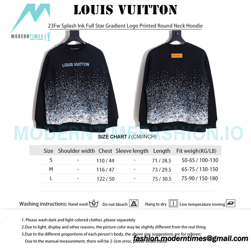Louis Vuitton - 23Fw Splash Ink Full Star Gradient Logo Printed Round Neck Hoodie Louis Vuitton - 23Fw Splash Ink Full Star Gradient Logo Printed Round Neck Hoodie
