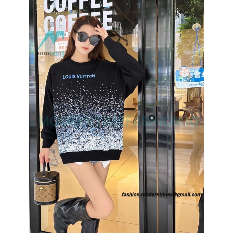 Louis Vuitton - 23Fw Splash Ink Full Star Gradient Logo Printed Round Neck Hoodie Louis Vuitton - 23Fw Splash Ink Full Star Gradient Logo Printed Round Neck Hoodie